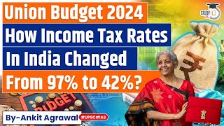 From 97 To 42  How Tax Rates for Individuals Changed Budget 2024  Economy  UPSC [upl. by Ludlew]