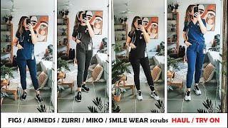 HUGE Scrubs Review  Haul  Try On FIGS ZURRI AIRMED MIKO and SMILE WEAR MEDICAL SCRUBS  Part 1 [upl. by Edgard]