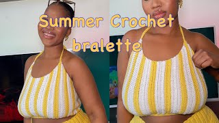 Crochet bralette Tutorial  Mihankushea [upl. by Nosirrah]