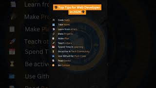 TOP TIPS FOR WEB DEVELOPERS IN 2024 webdevelopment webdevelopers toptips projects learning ai [upl. by Abramo]