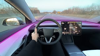 NEW 2024 TESLA Model 3 Highland Facelift AUTOBAHN Drive POV Interior Ambient Review [upl. by Hyde]