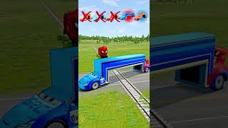 Big and Small McQueen Cars VS Train Lightning Attacks Here  BeamNGdrive  BeamNGdrive [upl. by Evannia]