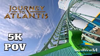 Journey to Atlantis Front Row POV 5K  SeaWorld San Diego 2023 [upl. by Bjork186]