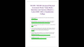 nr 509 nr 509 advanced physical assessment week 7 quiz bank questions and answers rated a latest 202 [upl. by Dahle]