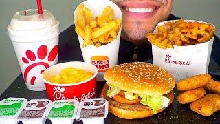 ASMR Burger King vs ChickFilA Mukbang Chicken Nuggets Mac N Cheese Whopper Fries No Talking Eat [upl. by Laith328]