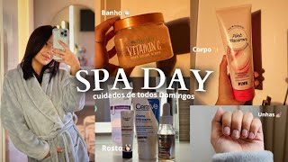 SPA DAY  glow up para os domingos ✨ cabelo unhas corpo rosto… 🛁🎀💅🏼 [upl. by Ahtanamas882]