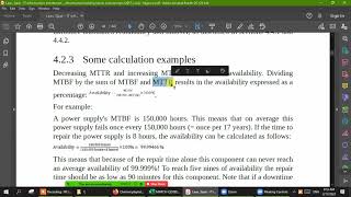 Lecture  3 Calculation of Availability MTBF and MTTR [upl. by Alleahcim850]