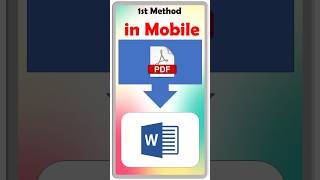 How to convert PDF to Word File in Mobile pdf pdftowordconverter [upl. by Airdnaed372]