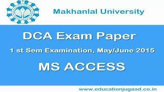 DCA Exam Paper Ms Access [upl. by Noir]