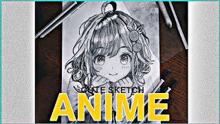 Drawing Anime Characters Cute Girl 😍  anime girl  drawing anime characters  pencil sketch [upl. by Travus114]