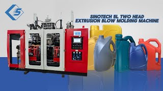 Sinotech TP401002PLUS Continuous 2 head 5L lubricating oil bottle Extrusion Blow Molding Machine [upl. by Uela]