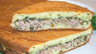 Заливной пирог с рыбными консервами и картофелем рецепт вкусного теста на сметане и майонезе [upl. by Anitnegra235]