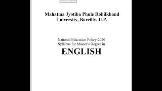 MJPRU Semester Syllabus How to understand and Study MA I semester English Syllabus [upl. by Garcia]