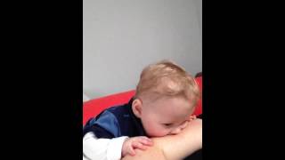 9 month old Baby Blowing Raspberries Farts on Moms Arm [upl. by Nilde]