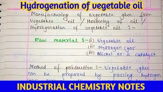 Hydrogenation of vegetable oil l BSc 2nd year industrial chemistry important question unilclasses [upl. by Anasiul]