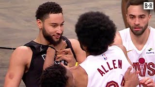 Ben Simmons amp Jarrett Allen Get Chippy Both T’d Up 🍿 [upl. by Arykat]