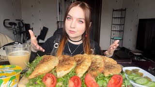 Мукбанг  Чебуреки сметана цикорий  Mukbang  Chebureki sour cream vegan [upl. by Sada]