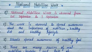 National Nutrition Week  Ten lines on National Nutrition Week  Speech on National Nutrition Week [upl. by Ylrahc358]