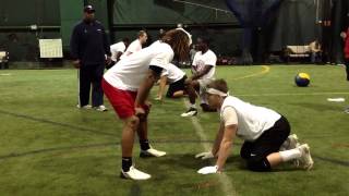 Youth Football Hand Placement Offensive Line Drill [upl. by Onilegna]