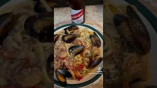 Seafood scampi Rastapops Style viralvideo cooking foodie australianwine food jamaicanfoodie [upl. by Noseaj]