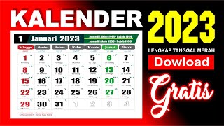 Kalender 2023 lengkap dengan tanggal merah masehi Hijriyah jawa  Download kalender Gratis [upl. by Kindig]