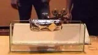 Invisible Water Floating Foil Boat Actually a Dense Gas Called SULFUR HEXAFLUORIDE [upl. by Esilrahc]