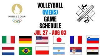 FULL SCHEDULE MENS VOLLEYBALL OLYMPIC PARIS 2024  OLYMPIC PARIS 2024 [upl. by Meehyrb]