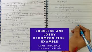 Lec  39  Lossless join decomposition in DBMS  Example  in Hindi [upl. by Bernie]