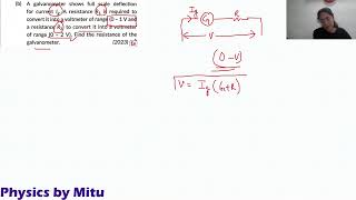 PYQ galvanometer shows full scale deflection for current Ig Physics class 12 numericals [upl. by Aihsekat559]