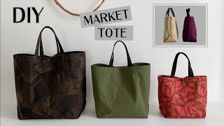 DIY  Market Tote turn one piece of fabric into this gorgeous bag Super easy Beginner friendly [upl. by Yelich]