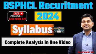 BSPHCL Recruitment 2024 I BSPHCLJE TECHNICIAN  Syllabus I Complete Analysis in One Video [upl. by Mohl697]