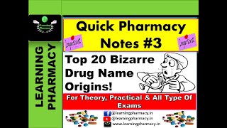 Quick Pharma Notes  3  Top 20 Bizarre Drug Name Origins  For Theory amp Practical Exams In Detail [upl. by Ardelia]