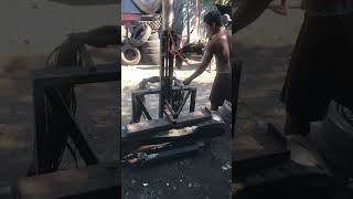 Gasoline powered air compressor for scrap tire folder scraptire gulong shortvideo [upl. by Yerocal]