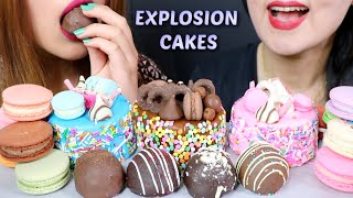 ASMR MINI EXPLOSION CAKES  CHOCOLATE CAKE TRUFFLES  MACARONS 리얼사운드 먹방  KimampLiz ASMR [upl. by Sgninnej]