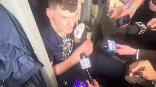 Donovan Clingan UCONN locker room interview after winning second championship [upl. by Yssej]