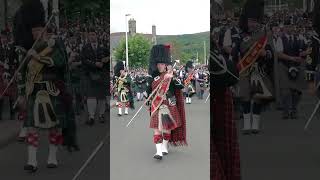 Drum Majors lead the Massed Bands through the streets after 2022 Dufftown Highland Games shorts [upl. by Daggna62]