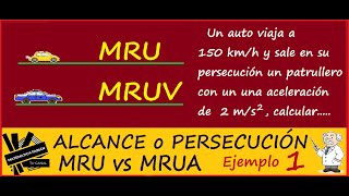 Problemas de ALCANCE MRU y MRUA Bien explicado Ejemplo 1 Ejercicios de PERSECUCIÓN [upl. by Salsbury]