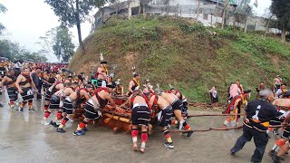 Angami Naga Village Gate Pulling ceremony Tsütuonuomia Khel Kohima Village Hornbill Festival 2023 [upl. by Anyt]