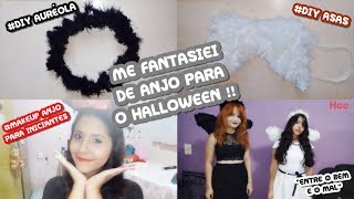 HALLOWEEN Fantasia de anjo DIY auréola e asas para cachorrinho  makeup tutorial  by Leehaerc [upl. by Ellasal839]