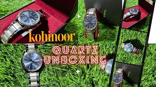 HMT Kohinoor Quartz Dark Blue Sunray unboxing review watch [upl. by Kriss]