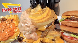 MUKBANG EATING IN N OUT VIRAL ONION DOUBLE CHEESEBURGER ANIMAL STYLE FRIES CHEESEBURGERS ASMR [upl. by Eyllom]