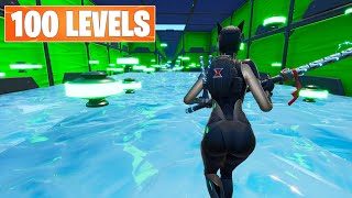 SUPER EASY 100 LEVEL DEFAULT DEATHRUN Fortnite Creative [upl. by Alenoel983]