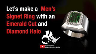 A Mens Signet Ring with Emerald Cut Stone rhinoceros3d rhinotutorial signet ring emeraldcut [upl. by Marlowe79]