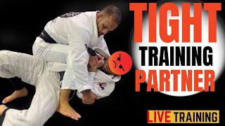 HOW to DEAL with a TIGHT JiuJitsu PARTNER  BJJ Commentary Tips [upl. by Serdna]