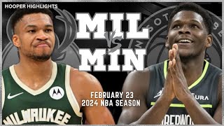 Milwaukee Bucks vs Minnesota Timberwolves Full Game Highlights  Feb 23  2024 NBA Season [upl. by Gore48]