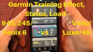 Garmin Training EffectStatusLoad  945 245 Fenix 6 vs Venu Luxe 45 [upl. by Peednus]