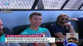 Fã Brasileira de Cristiano Ronaldo Salta a Rede e Invade o Treino da Selecção [upl. by Bigford]