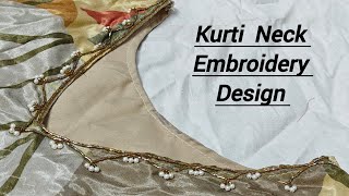 Kurti Neck Embroidery Design Embroidery Pattern blousedesign handembroidery embroidery work [upl. by Eidnac]