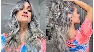 DIY GRAY SILVER HAIR  AT HOME COLOR CORRECTION  No Damage [upl. by Arturo]