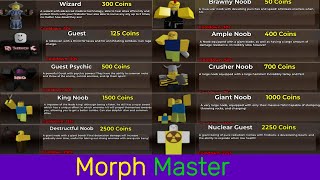 Morph Master all Morphs Showcase  Noobs Vs Zombies Legions [upl. by Toma760]